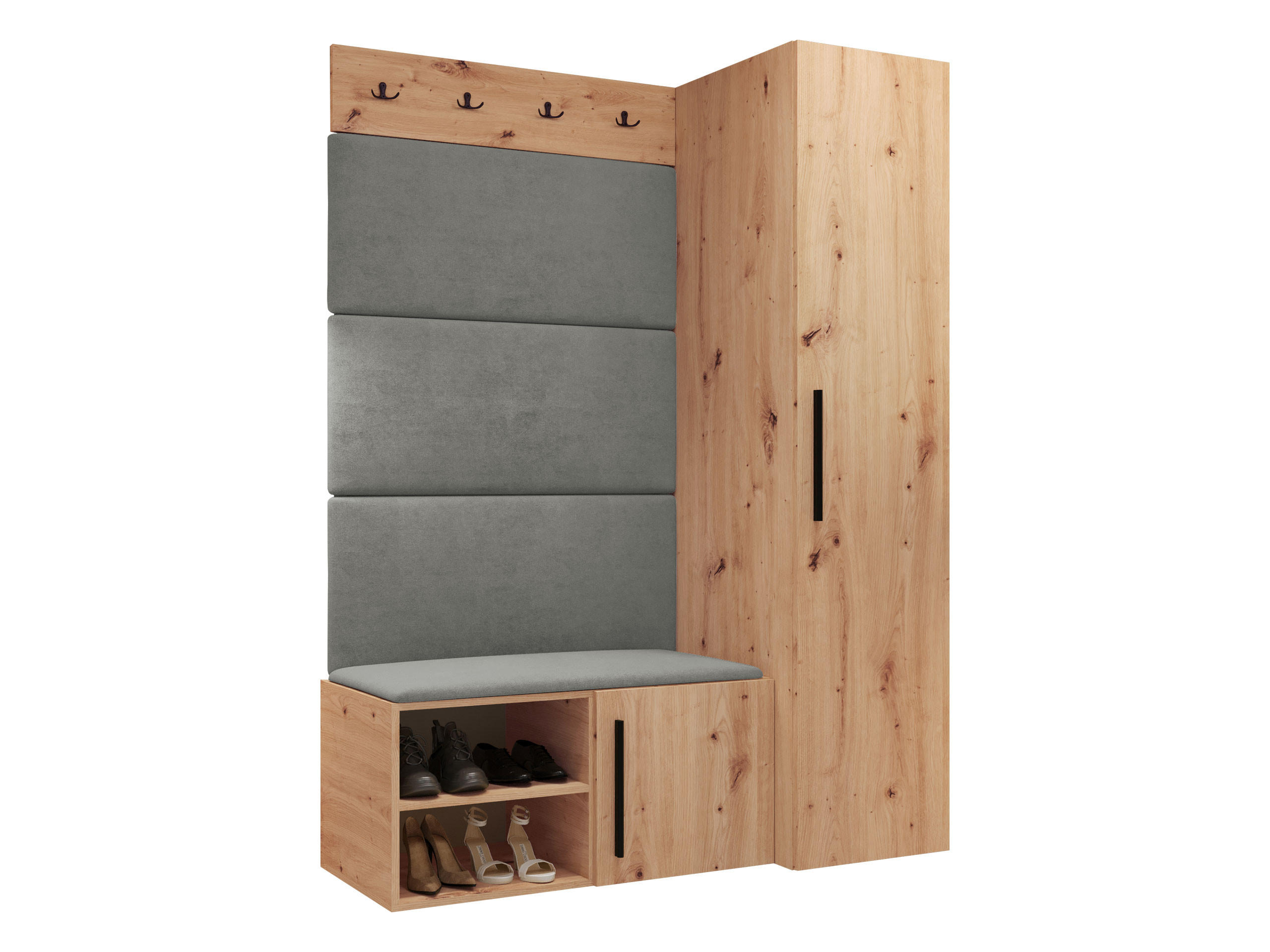 GARDEROBEN-SET Medi II - Schwarz/Eiche Artisan, Holzwerkstoff/Kunststoff (40/191/50cm) - MIRJAN24