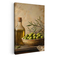 LEINWANDBILD Oliven - Stilleben - Vintage 40x60 cm - Olivgrün, Textil (40/60cm) - MuchoWow