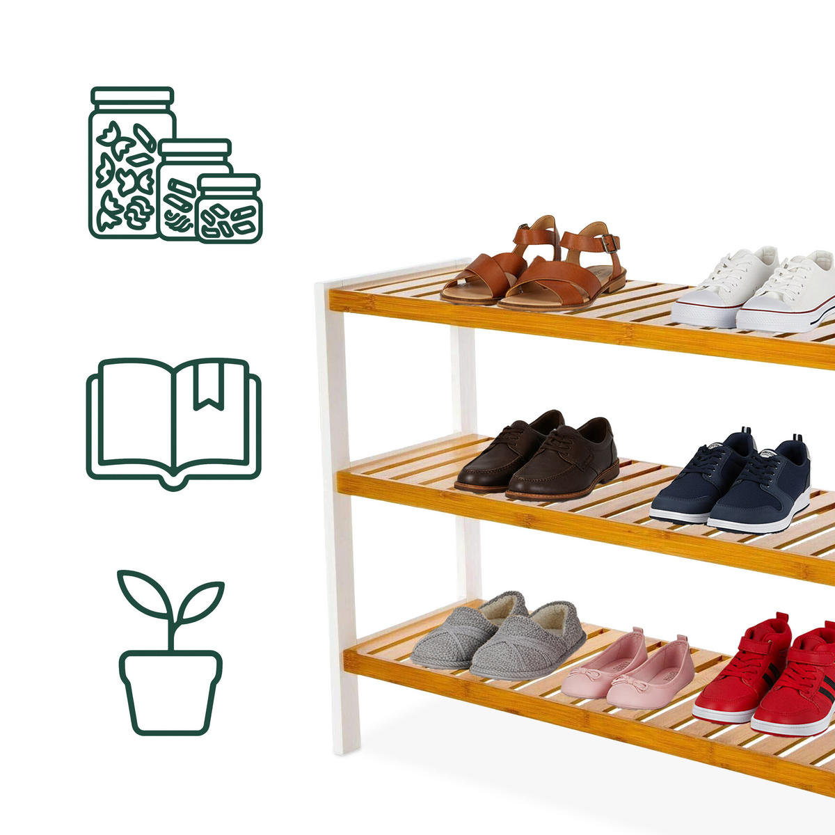 SCHUHREGAL - Weiß, Holz (70/55/26cm) - Relaxdays