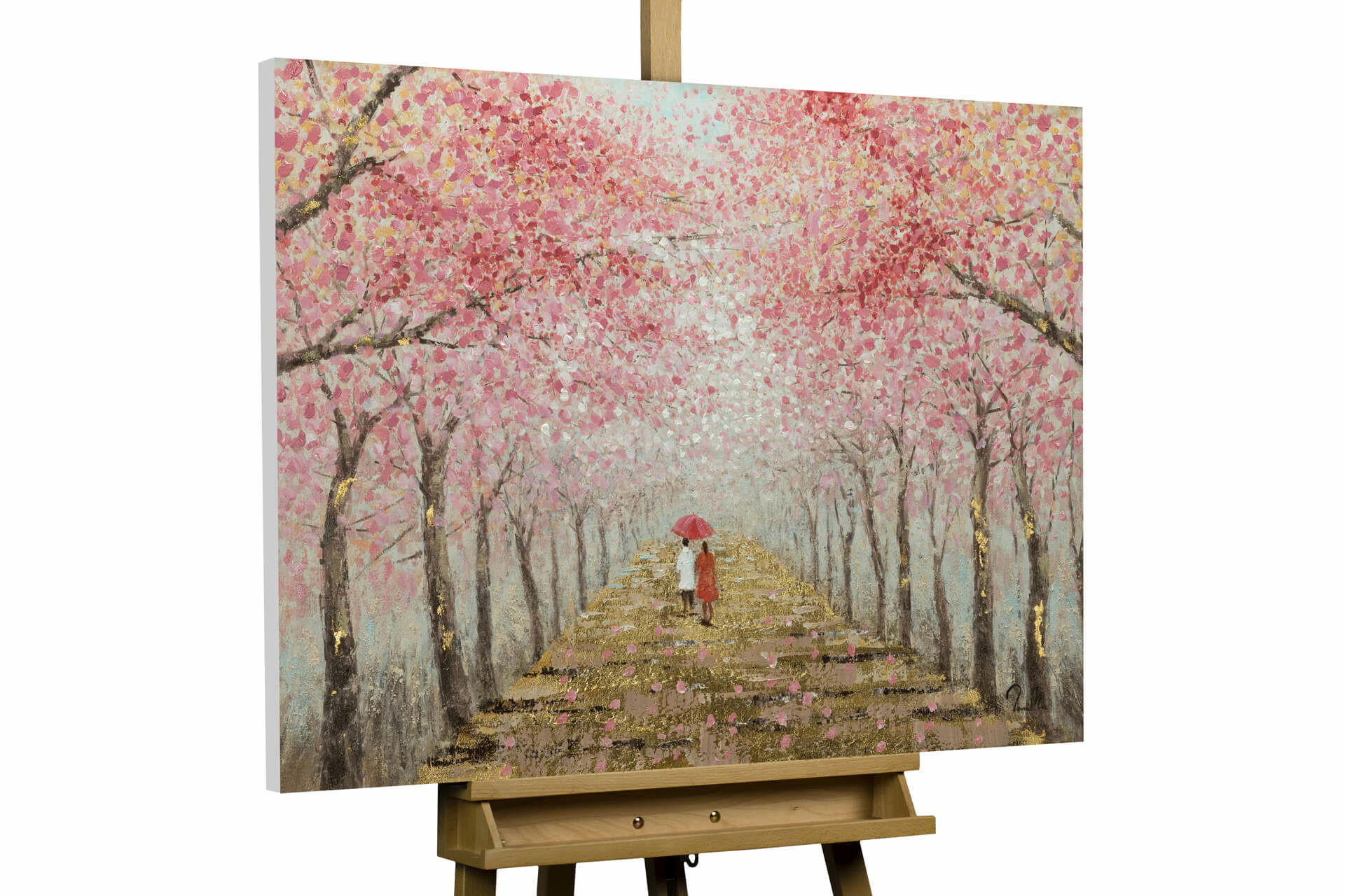 ÖLGEMÄLDE 100/70 cm - Pink/Braun, Holz/Textil (1.9/70cm) - KUNSTLOFT