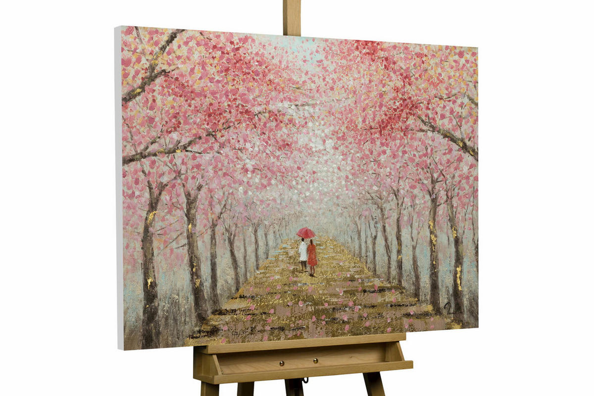 ÖLGEMÄLDE 100/70 cm - Pink/Braun, Holz/Textil (1.9/70cm) - KUNSTLOFT