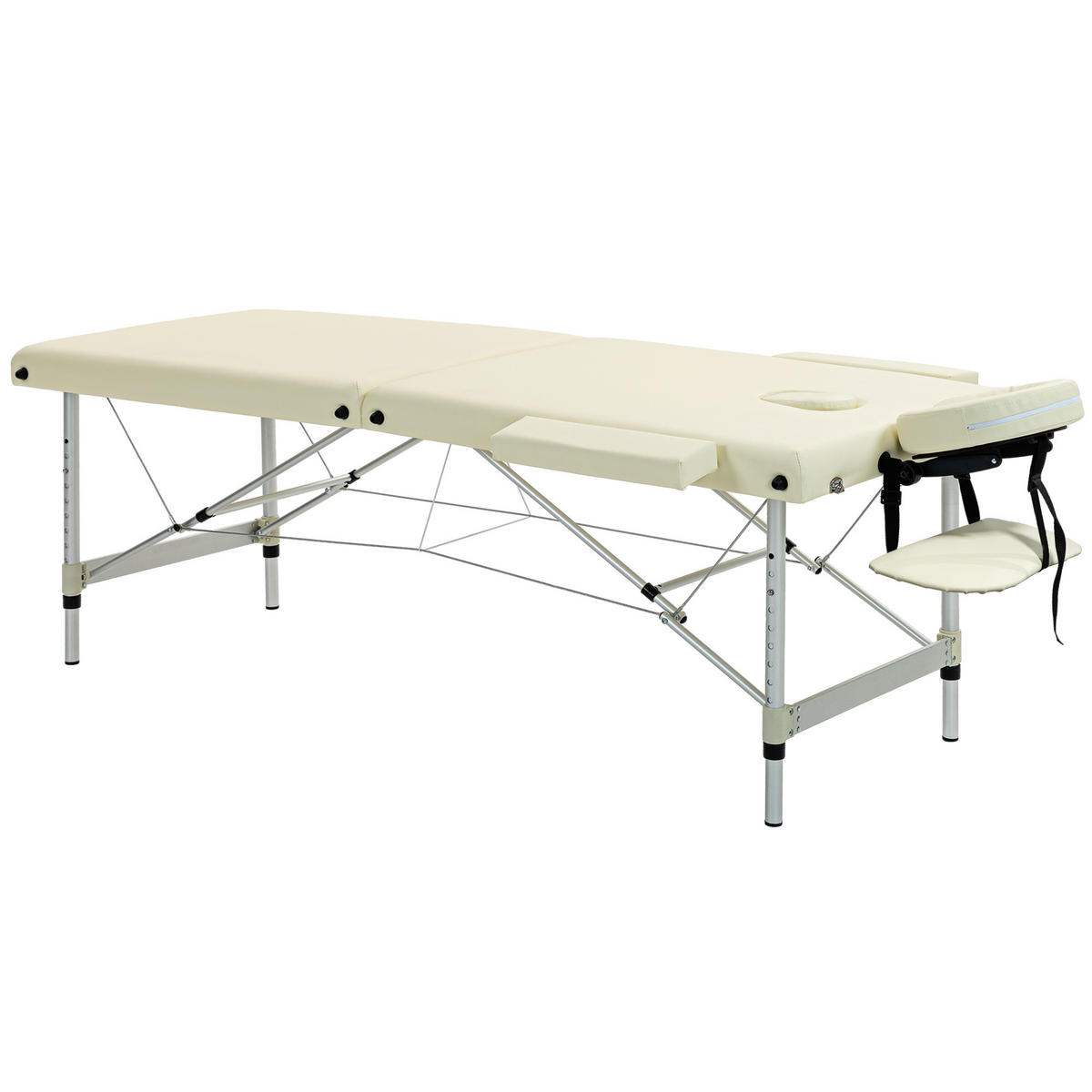 MASSAGELIEGE DE-18896 210x90 cm, höhenverstellbar, 225 kg Creme - Creme, Metall (90/84/210cm) - ComfortXL