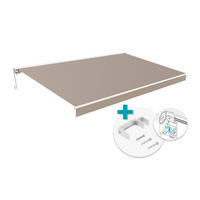 MARKISE motorisiert FAZZIO 5x3m – Weißes Gestell, taupefarbener Stoff mit Deckenbefestigung - Taupe, Textil (495/218/300cm) - Casanoov