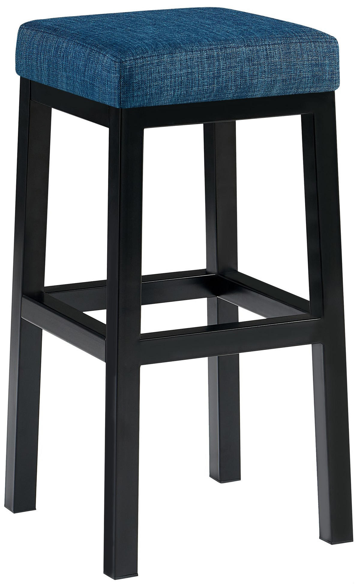 BARHOCKER Stoff Blau - Blau/Schwarz, Textil/Metall (37/78/37cm) - CLP