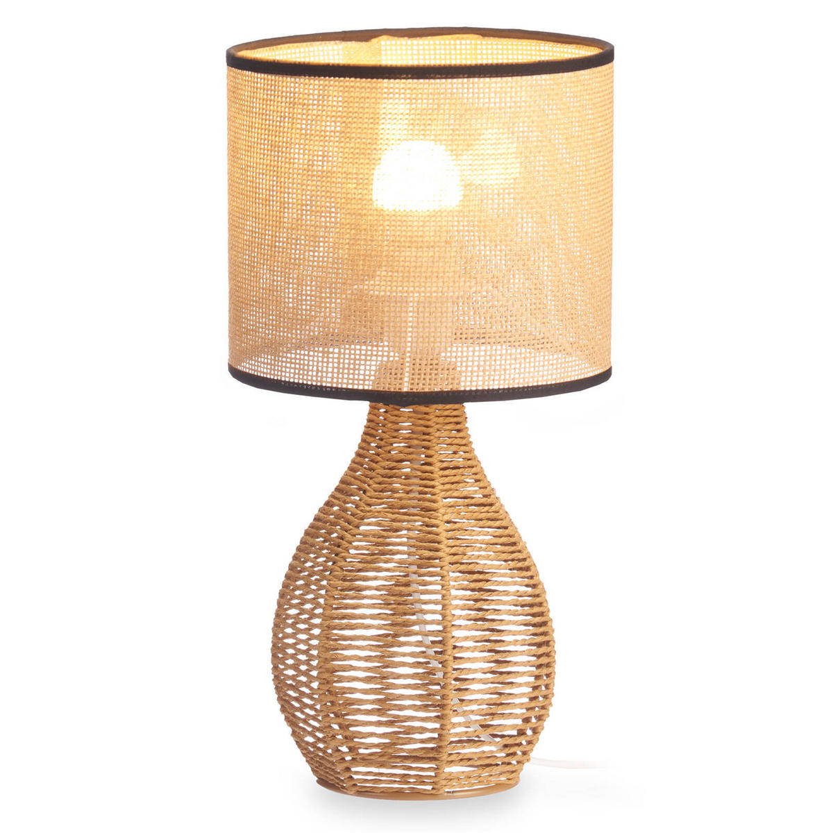 NACHTTISCHLAMPE Wiener Geflecht Ø 20 cm - Braun, Papier (20/20/39cm) - Giftdecor