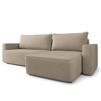 ECKSOFA BELARO CL Beige Samtstoff mit Schlaffunktion - Beige, Holzwerkstoff/Textil (280/162cm) - MASSENO