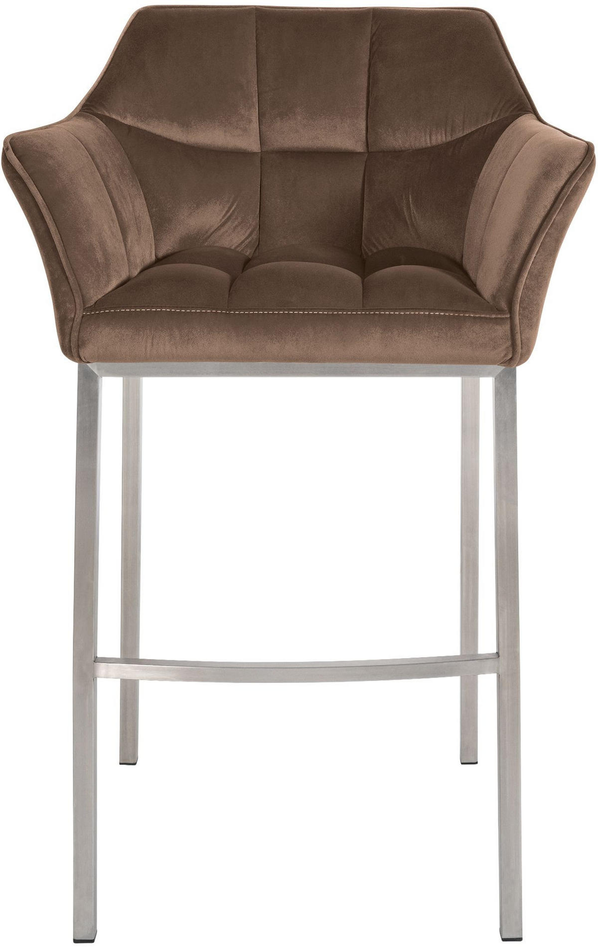 BARHOCKER 2er Set Samt Braun - Edelstahlfarben/Braun, Textil (64/110/48cm) - CLP