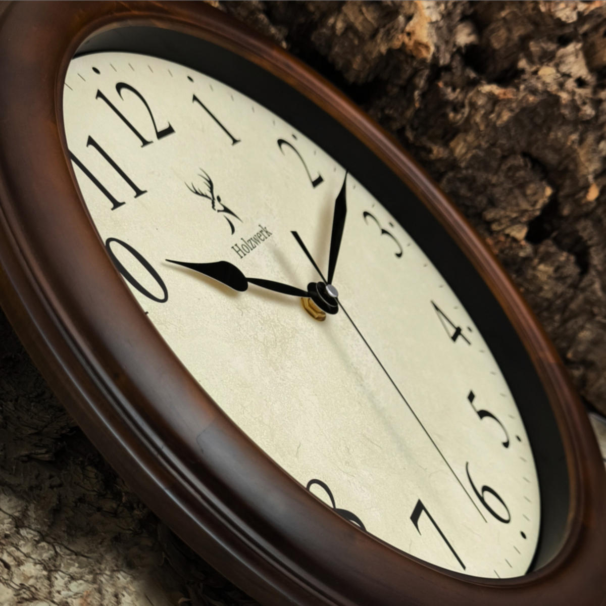 WANDUHR Holz Retro Vintage RADEBURG Loft Quarz Wand Uhr - Dunkelbraun, Glas/Holz (35/35/5.5cm) - Holzwerk