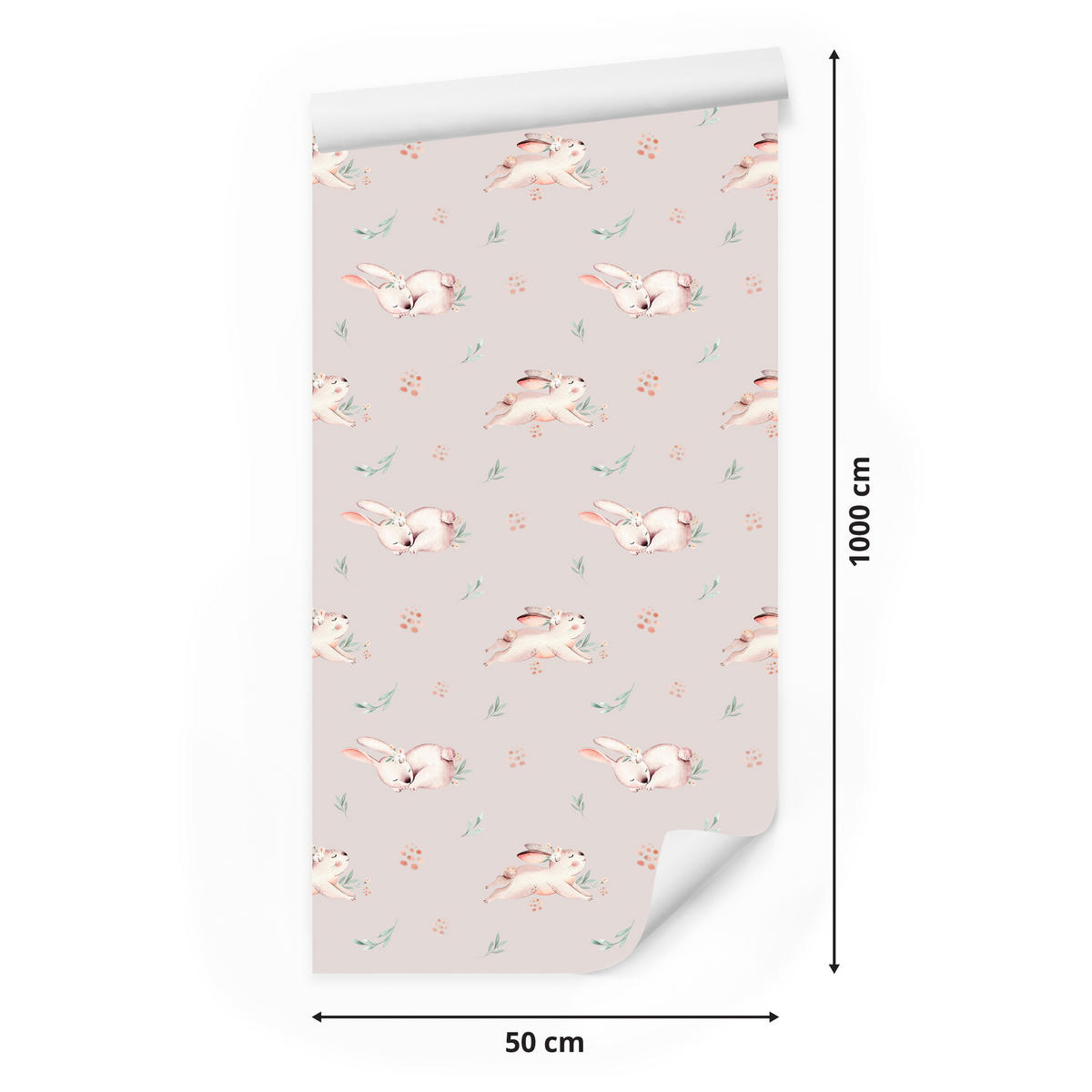 VLIESTAPETE Häschen und Blumen – Rosa, Weiß – 50x1000 cm - Rosa/Weiß, Papier (50/1000cm) - Muralo