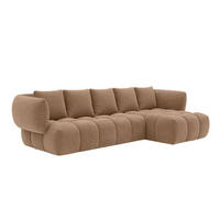ECKSOFA L-Form, Veloursstoff Bluvel, Latte, Rechts, SEVIO L - Cappuccino, Holz (242/175cm) - Kaiser Möbel