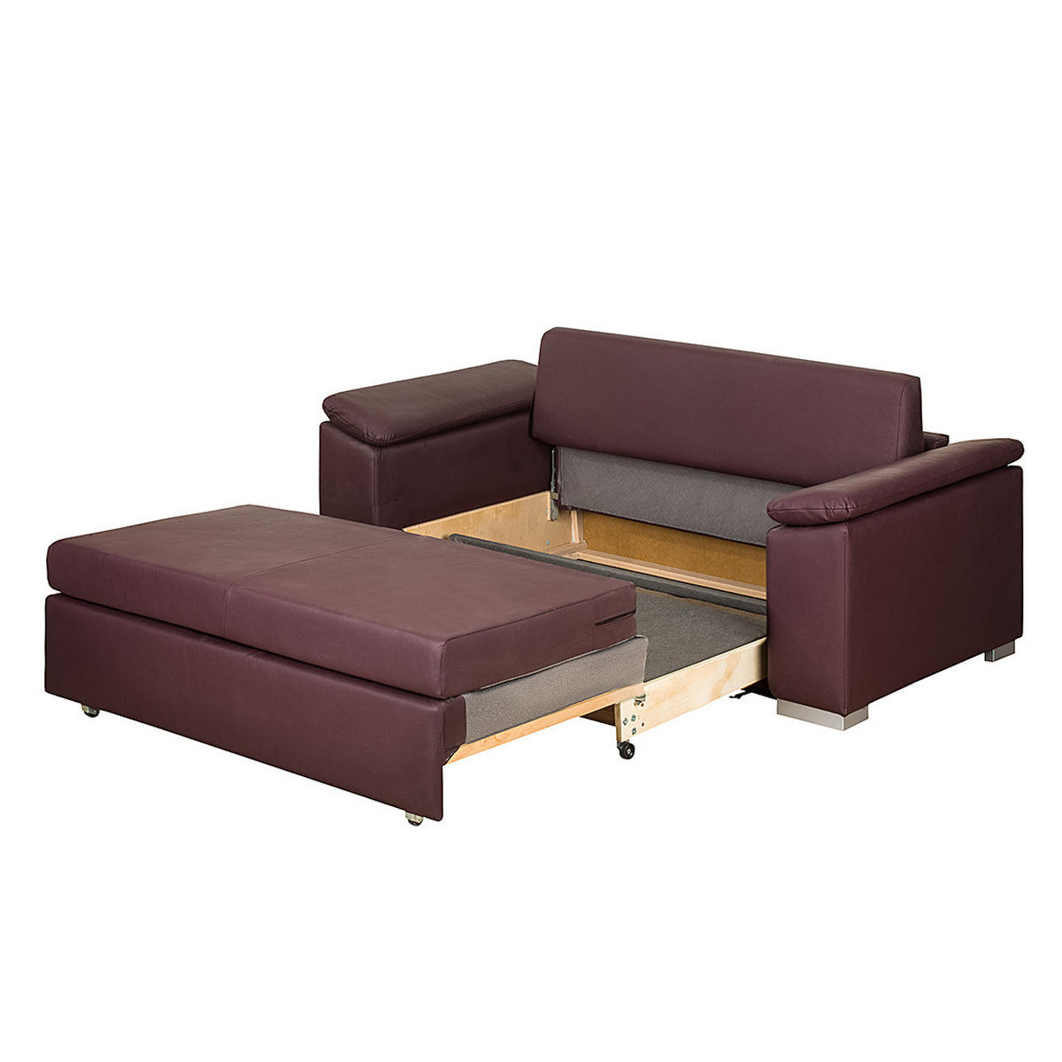 SCHLAFSOFA mit schräger Armlehne - Aubergine, Kunststoff (210/90/90cm) - home24