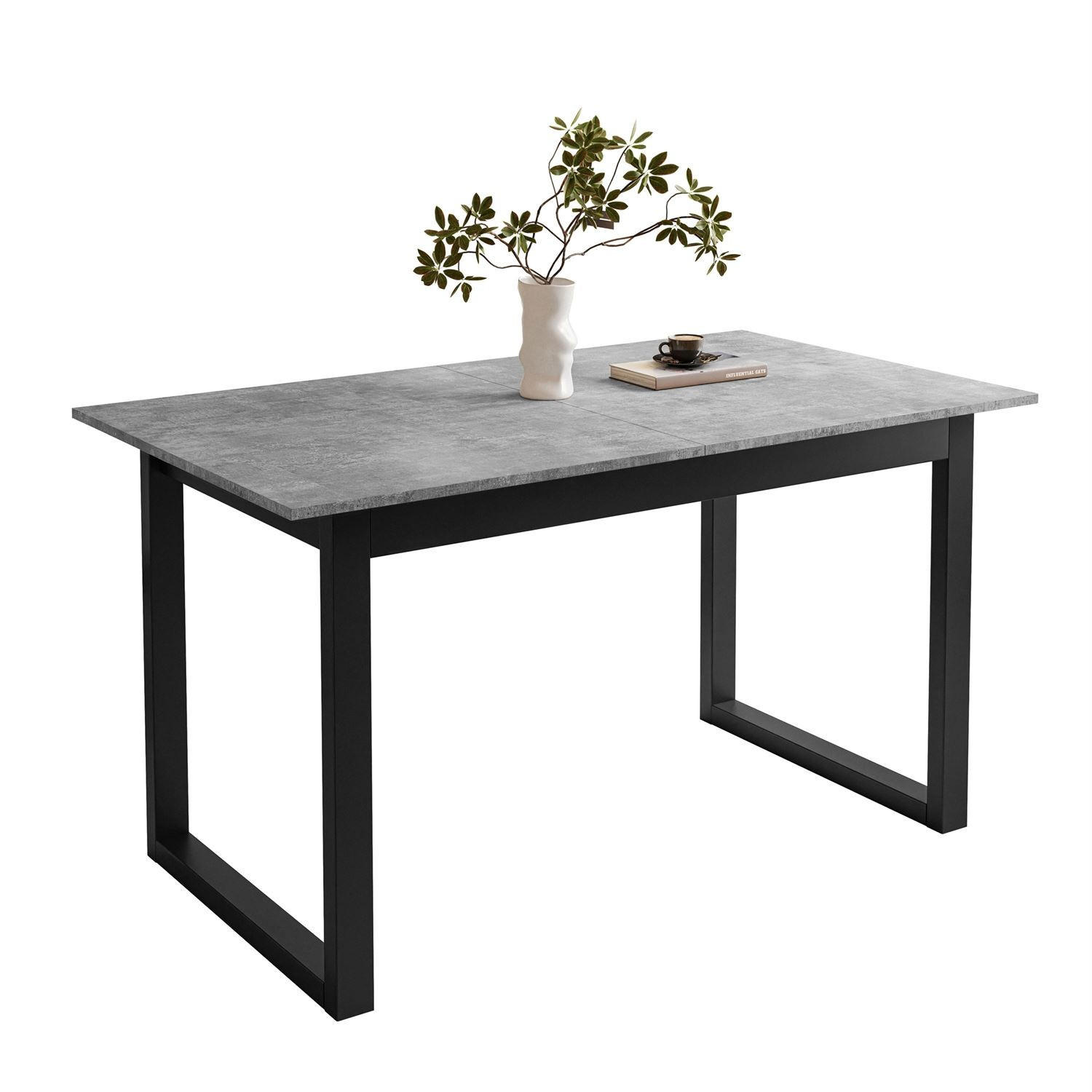 ESSTISCH ARTON II ausziehbarer Tisch 140-195 cm für 6-8 Personen - Schwarz/Grau, Holzwerkstoff/Metall (140/80/77cm) - Lookway