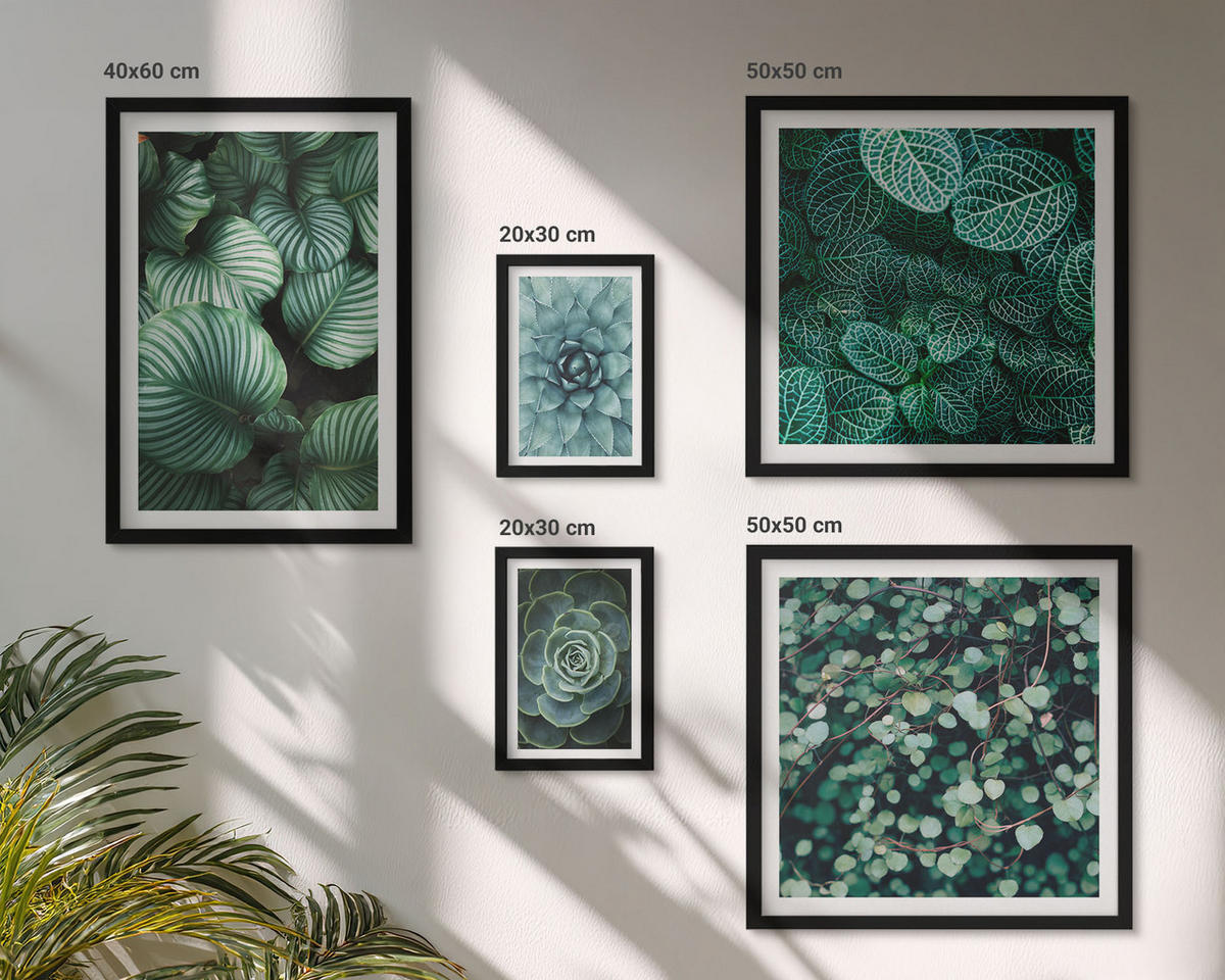 BILDER SET 5er Set - 50x50 cm & 20x30 cm & 40x60 cm Schwarzer Rahmen - Meerstrand Zitronen Berge - Schwarz, Kunststoff (40/60cm) - TULUP