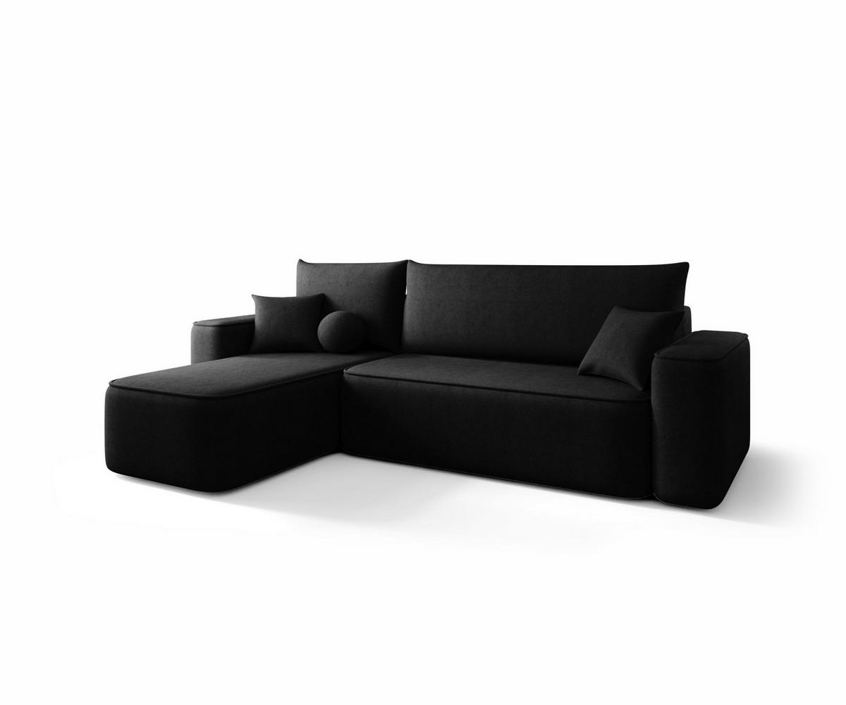 ECKSOFA TEXAS links schwarz Strickstoff Curio 99 - Schlaffunktion, Bettkasten - Schwarz, Textil (250/150cm) - Cornero