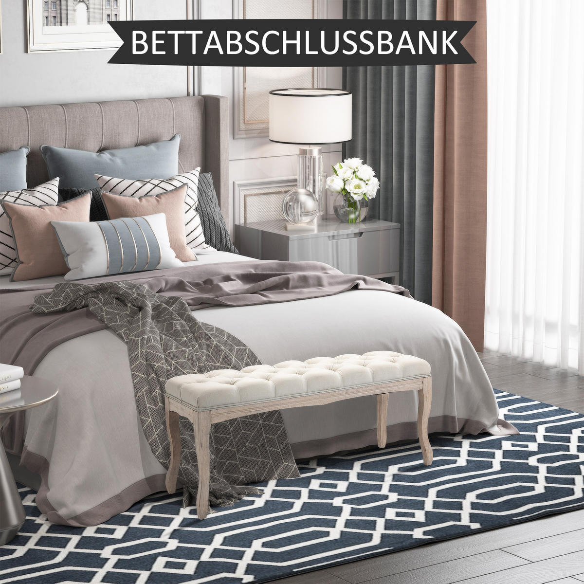 POLSTERBANK Beige - Beige, Holz/Textil (110/48/40cm) - Jamb