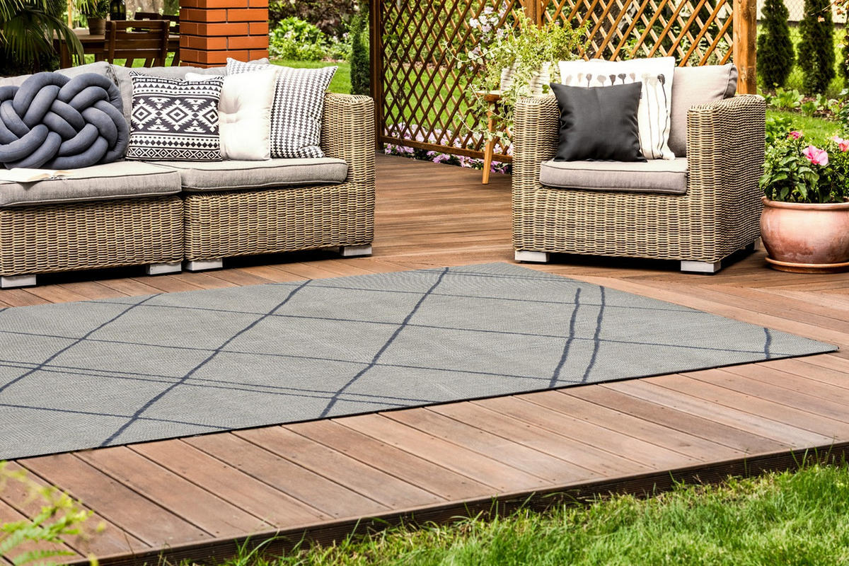 OUTDOOR-TEPPICH Terrace Weiß/Azurblau 80x150 cm - Multicolor, Textil (80/150cm) - Vercai Rugs