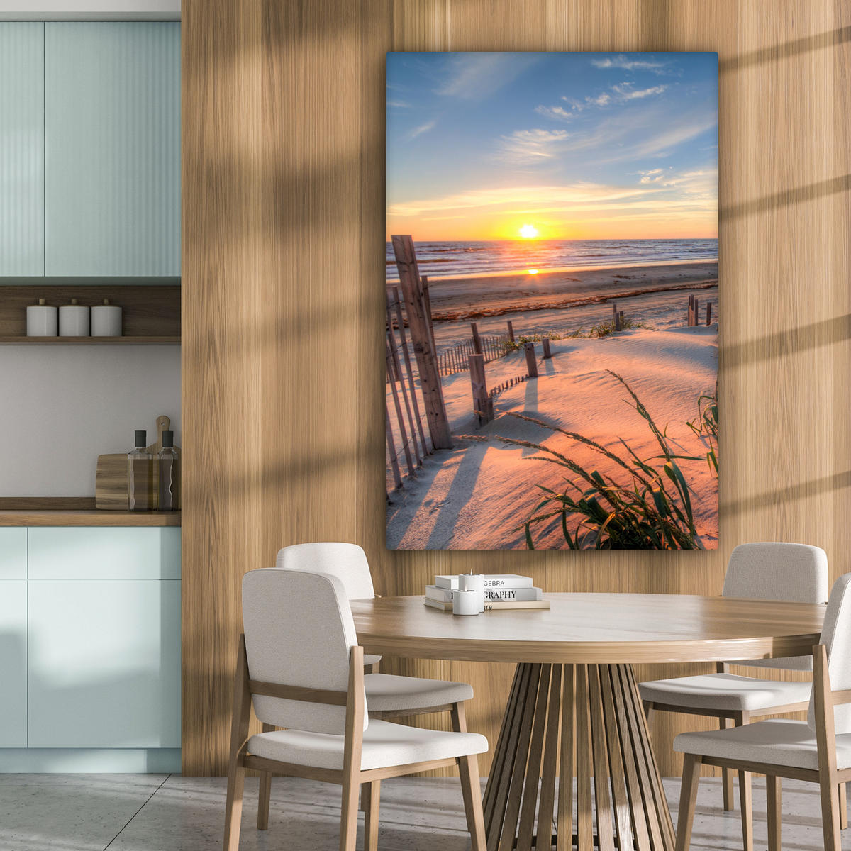 LEINWANDBILD Strand - Meer - Düne - Sonnenuntergang - Landschaft 90x140 cm - Beige, Textil (90/140cm) - MuchoWow