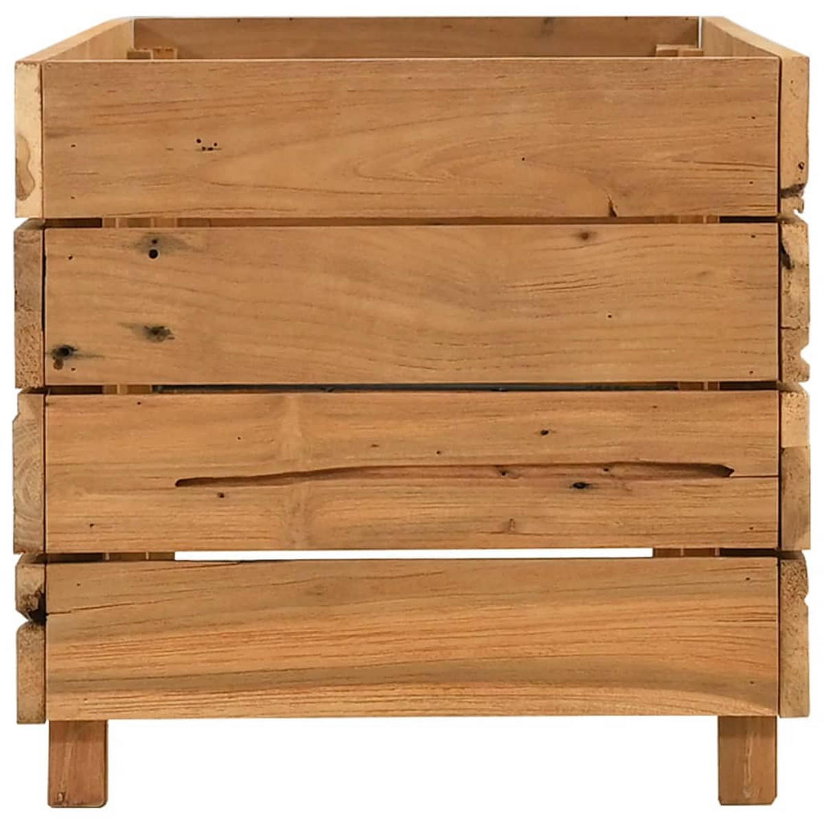 HOCHBEET 100x40x38 cm Teak Altholz und Stahl - Braun, Holz (100/38/40cm) - furnicato