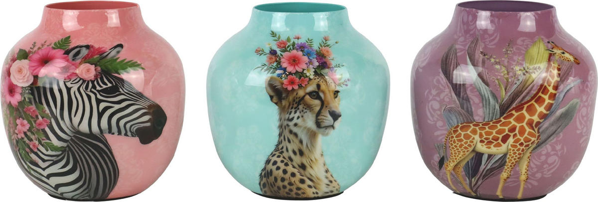 VASENTRIO Savanna Dreams Tiermuster 3-tlg. - Multicolor, Metall (12cm) - FURNARO