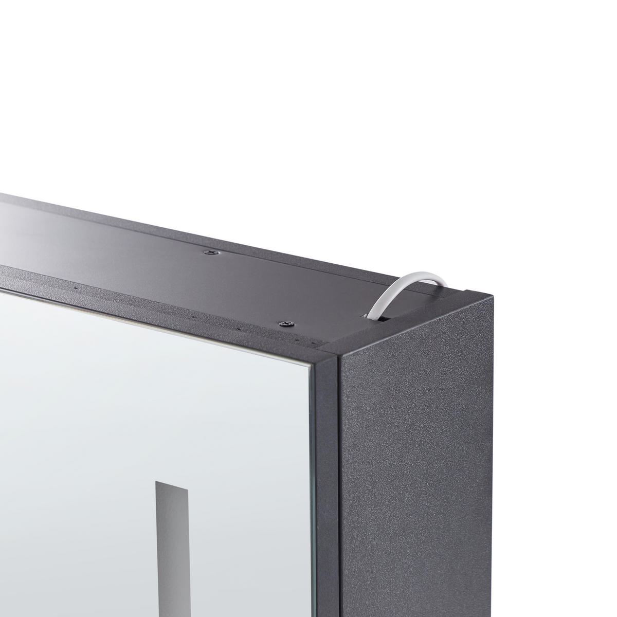 KOUPELNOVÁ ZRCADLOVÁ SKŘÍŇKA LED 60/60 cm Černá Chabunco - černá/stříbrná, kompozitní dřevo (60/60/14cm) - Beliani