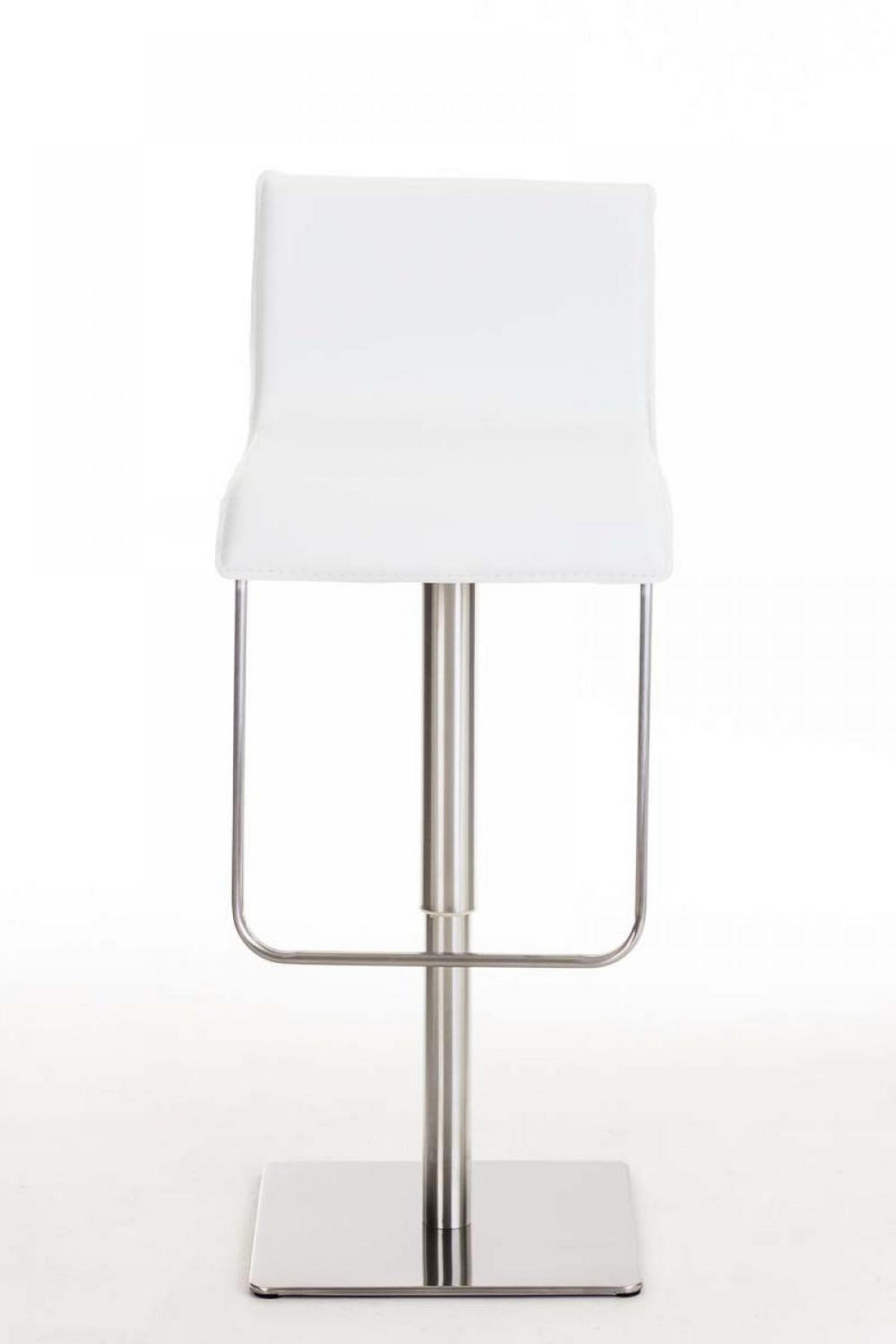 BARHOCKER Lederlook Weiß - Edelstahlfarben/Weiß, Textil/Metall (39/80/46cm) - CLP