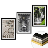 WANDBILDER 3er-Set - 40x60 cm Schwarzer Rahmen - Der Frieden der Steine des Buda Zen-Wasserfalls - Schwarz, Kunststoff (40/60cm) - ArtPrintCave