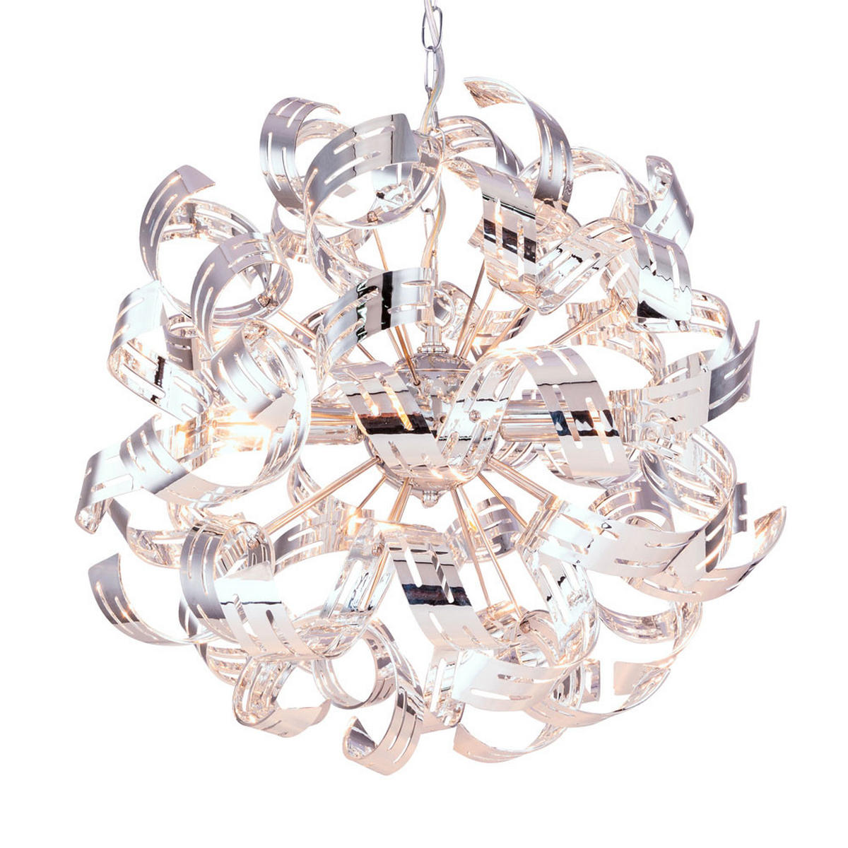 HÄNGELEUCHTE Chrom Silber FALLA - Silberfarben, Metall (50/50/125cm) - Globo Lighting