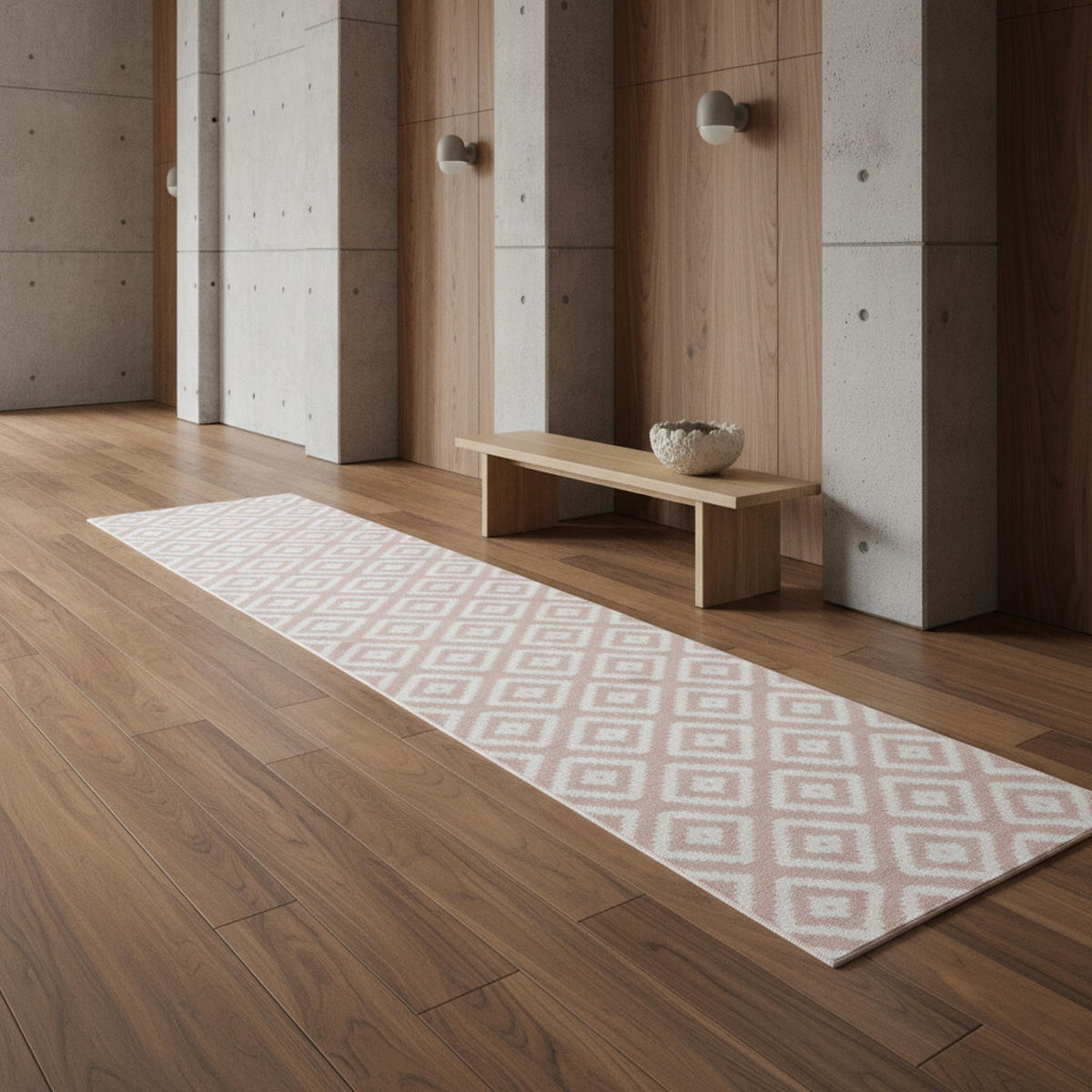 TEPPICH Kurzflor INN in Rosa, geometrisch, 80 x 300 cm - Rosa, Textil (80/300cm) - KADIMA DESIGN