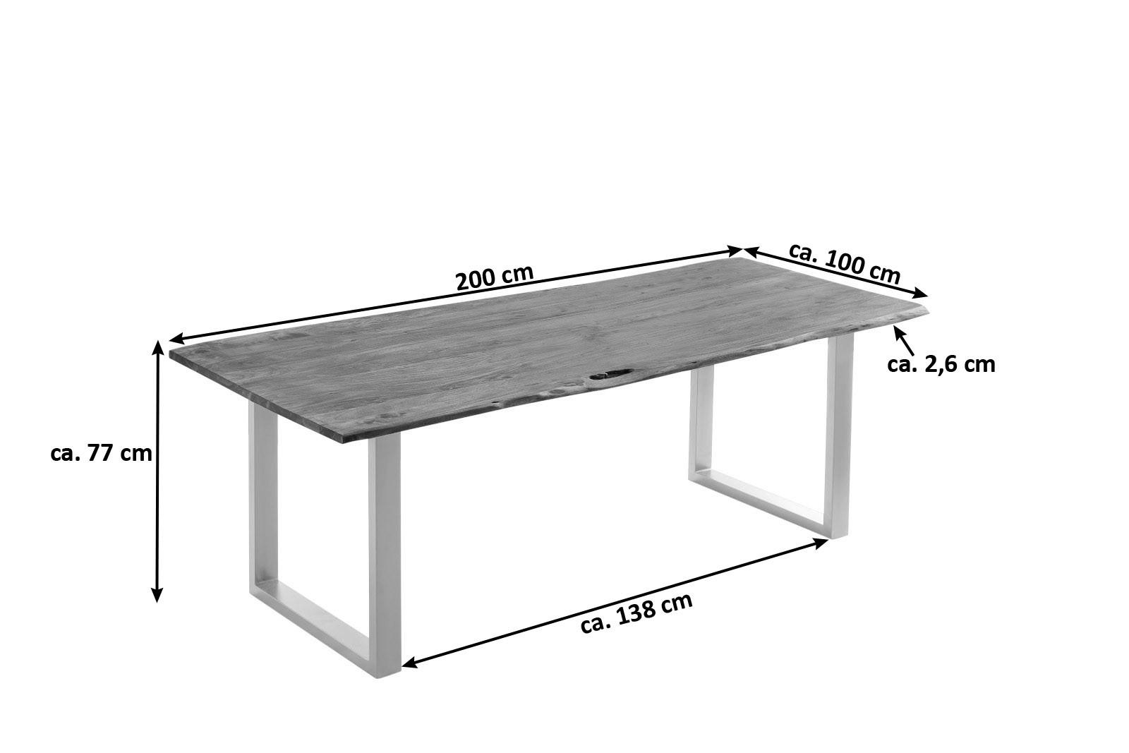 Thumbnail - SAM Esstisch, Braun, Holz, Echtholz,Akazie, Rechteckig,Quadratisch, U-Form, 200x77x100 cm, Esszimmer, Tische, Esstische