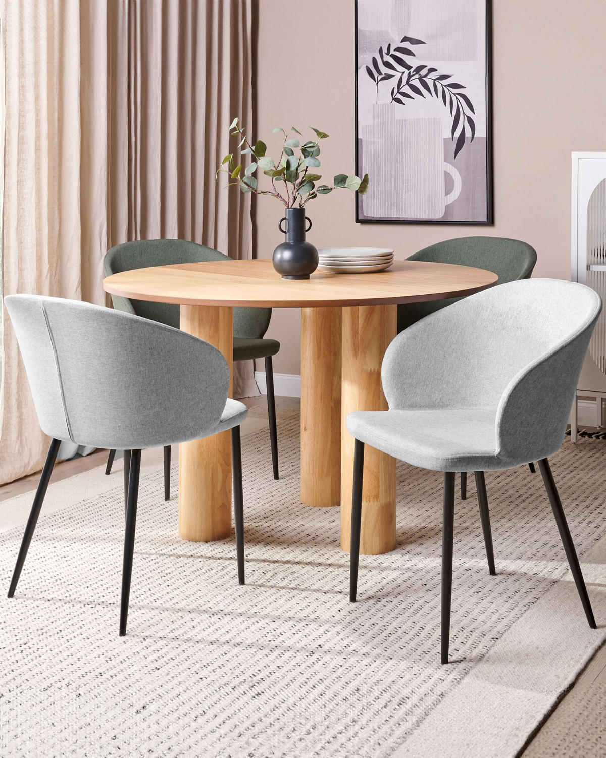 MATSTOL set om 2 ljusgrå/svart Mason - Svart/Grå, Textil (45/82/45cm) - Beliani