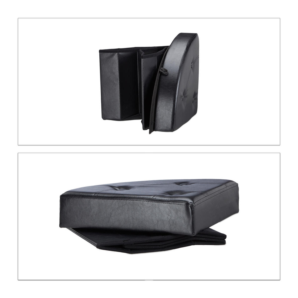 HOCKER - Schwarz, Holzwerkstoff/Kunststoff (38/38/38cm) - Relaxdays