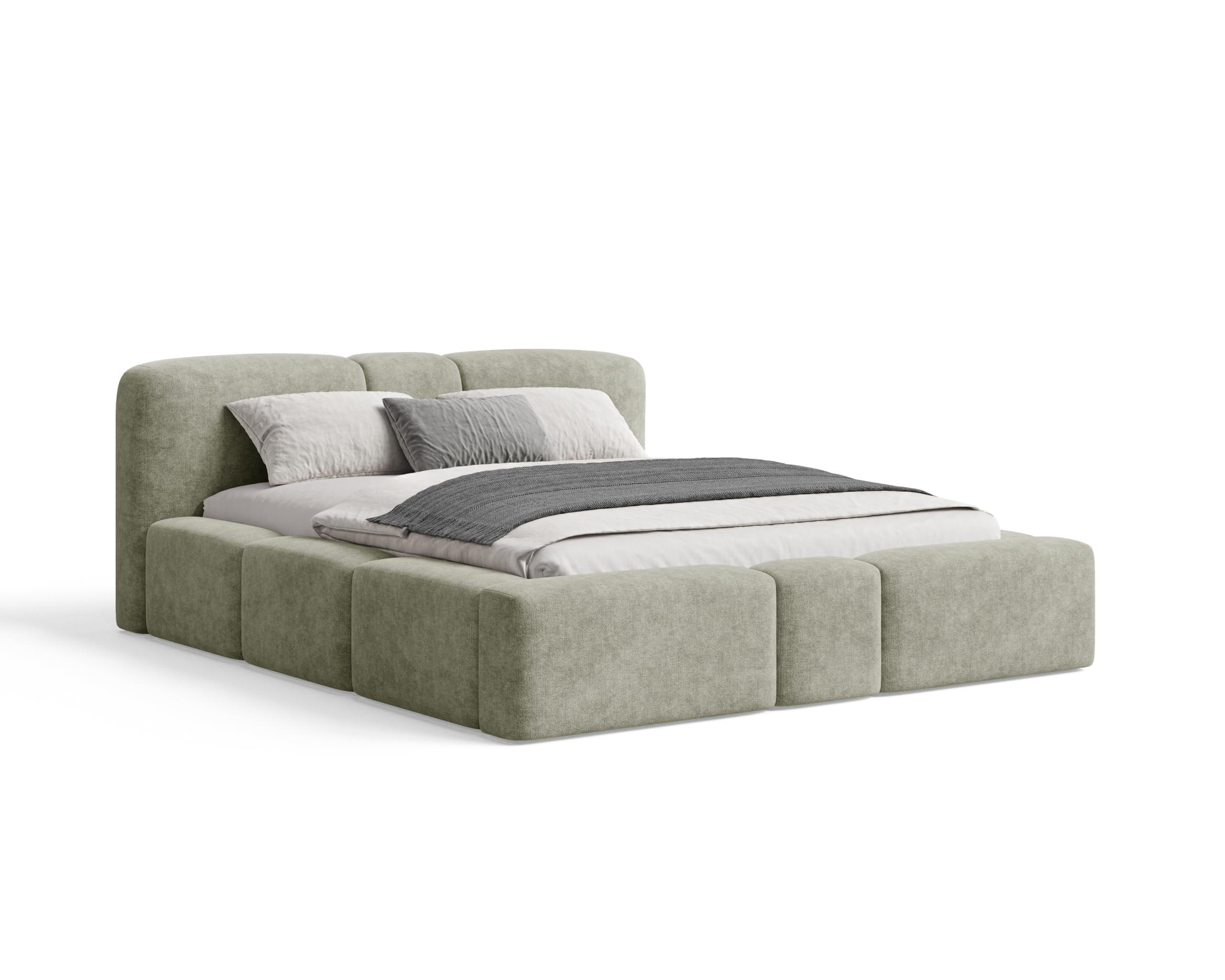 POLSTERBETT Monte160x200 cm- Bettkasten und Stauraum - Doppelbett mit Stabilem Metallrahmen - Olivgrün - Olivgrün, Holzwerkstoff (160/200cm) - Chilly