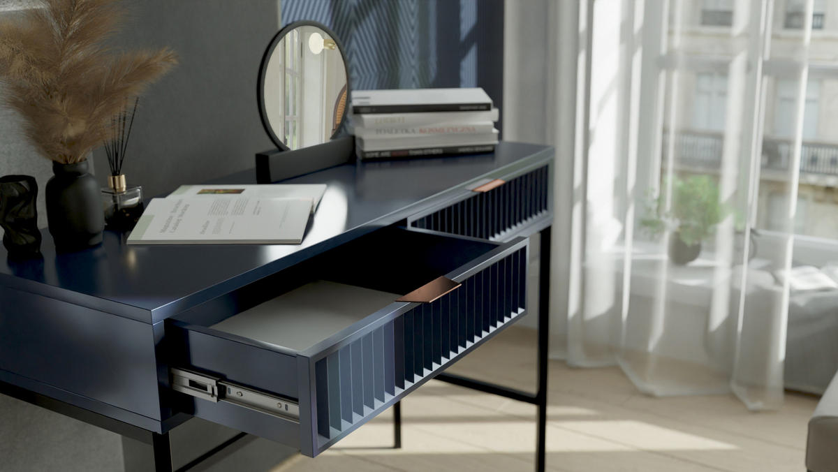 KONSOLENTISCH mit Schubladen, Blau - Blau, Holzwerkstoff (110/41/78cm) - Idohome