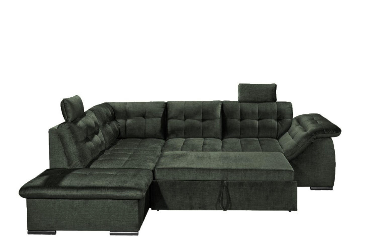 ECKSOFA mit Schlaffunktion und Bettkasten - Grün, Kunststoff/Textil (283/217cm) - ed exciting design