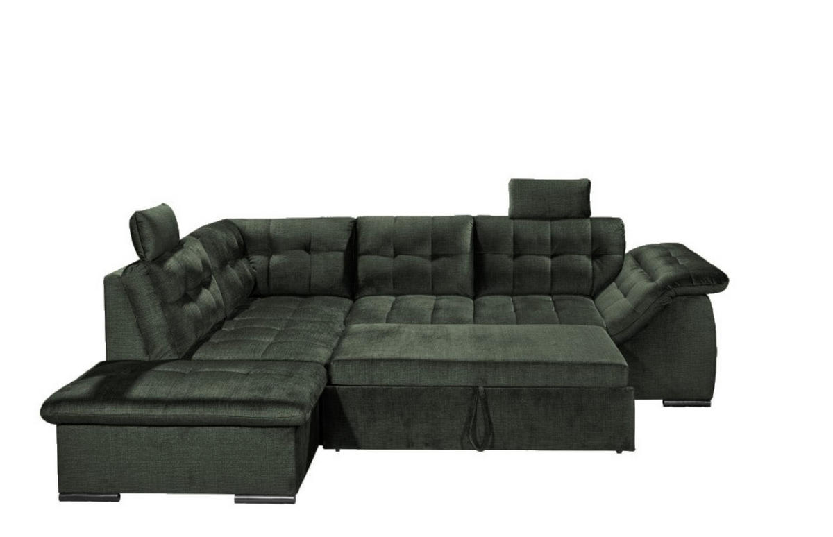 ECKSOFA mit Schlaffunktion und Bettkasten - Grün, Kunststoff/Textil (283/217cm) - ed exciting design