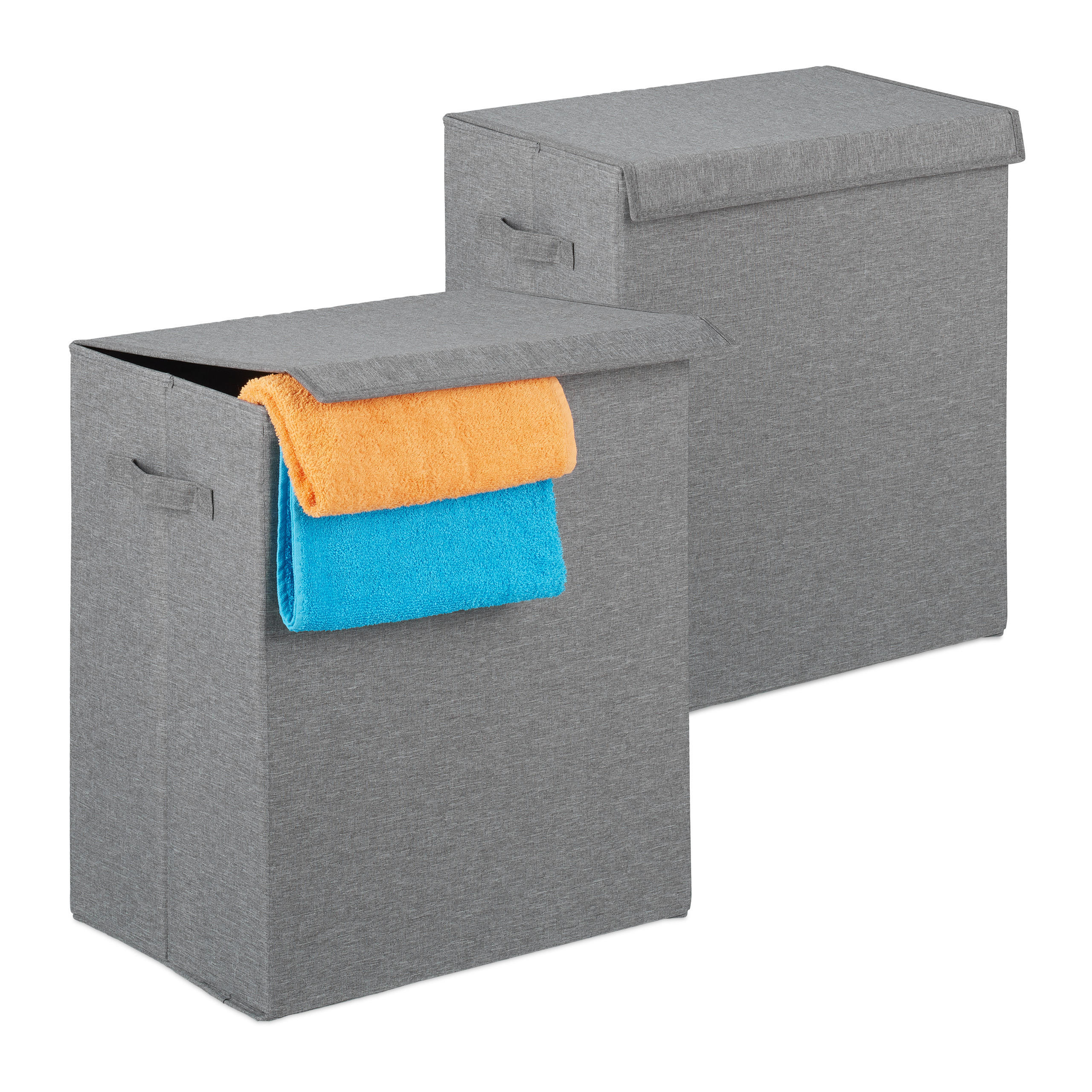 WÄSCHEKORB Set - Grau, Wellpappe/Textil (45/50.5/30.5cm) - Relaxdays
