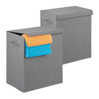WÄSCHEKORB Set - Grau, Wellpappe/Textil (45/50.5/30.5cm) - Relaxdays