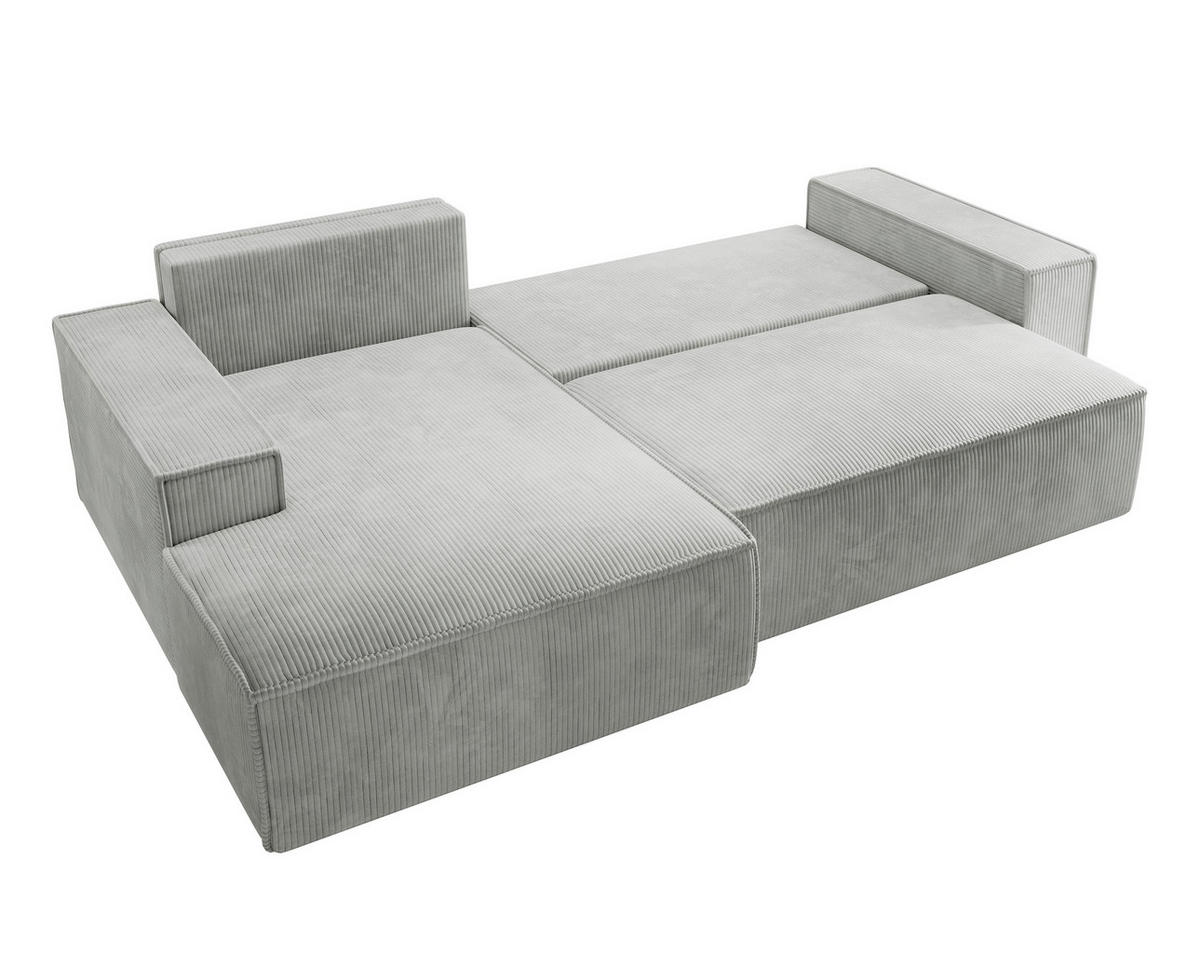 ECKSOFA Farese Hellgrau Cordbezug - Hellgrau/Schwarz, Kunststoff/Textil (267/167cm) - Selsey