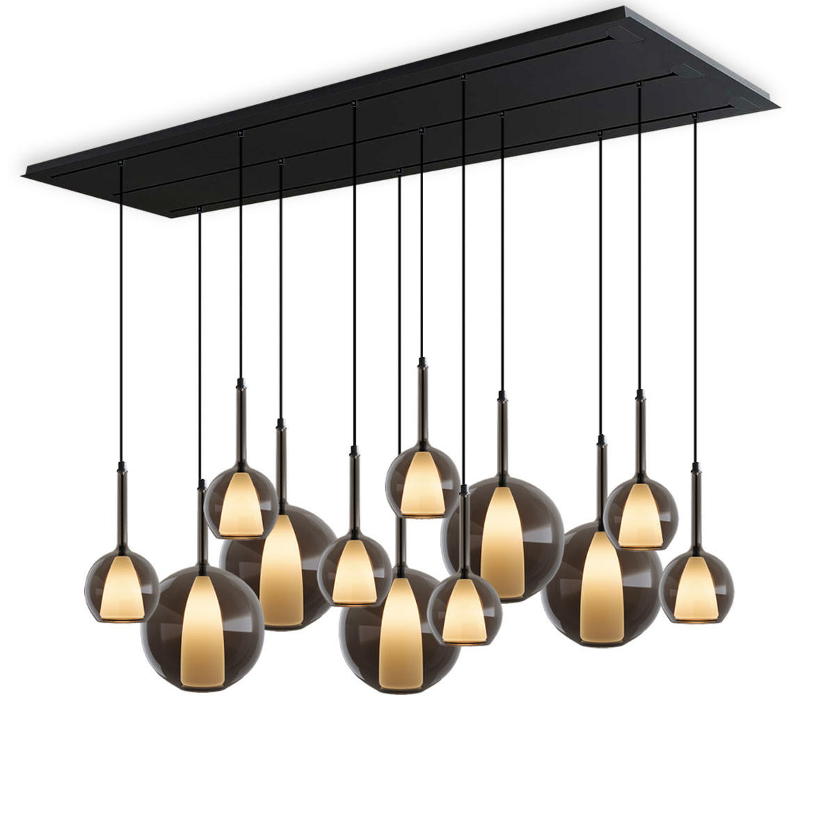HÄNGELEUCHTE Belluna Rauch Ø 14/24cm - Grau, Glas (24/24/45cm) - s.luce