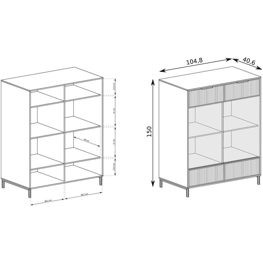 Thumbnail - Beautysofa Vitrine, Dunkelgrün, Holzwerkstoff, 105x150x41 cm, Wohnzimmer, Wohnwände, Vitrinenschränke