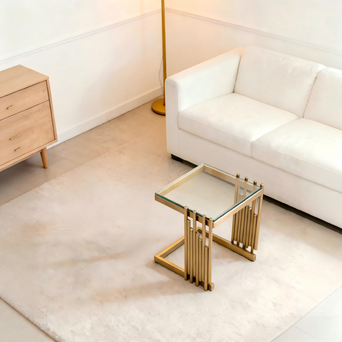 BEISTELLTISCH Gold-Transparent 41/41/46 cm - Goldfarben, Metall (41/41/46cm) - PANGIVO