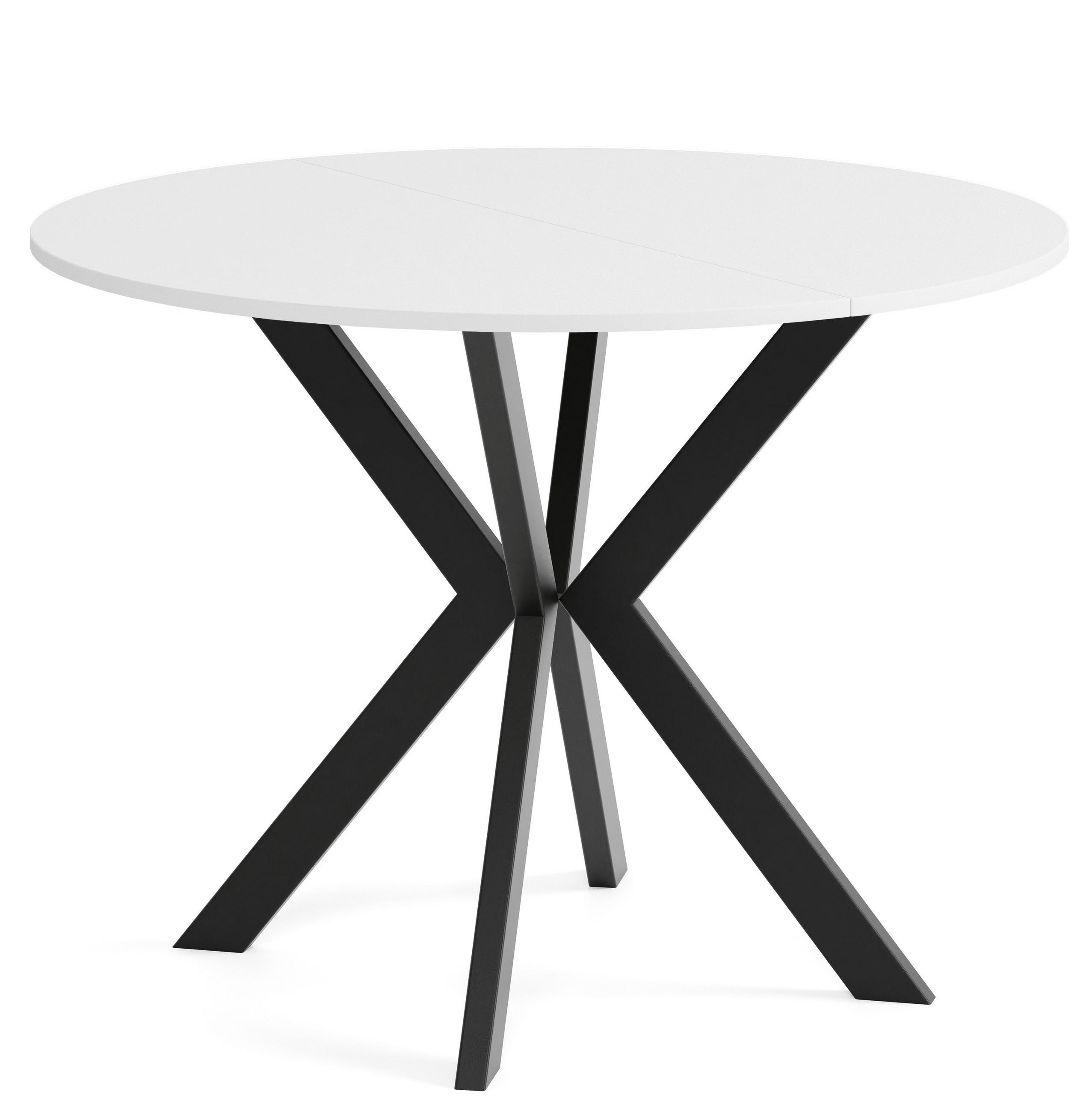TISCH Weiss EWA Ausziehbar - Schwarz/Weiß, Holzwerkstoff (100/100/76cm) - Sepro Meble