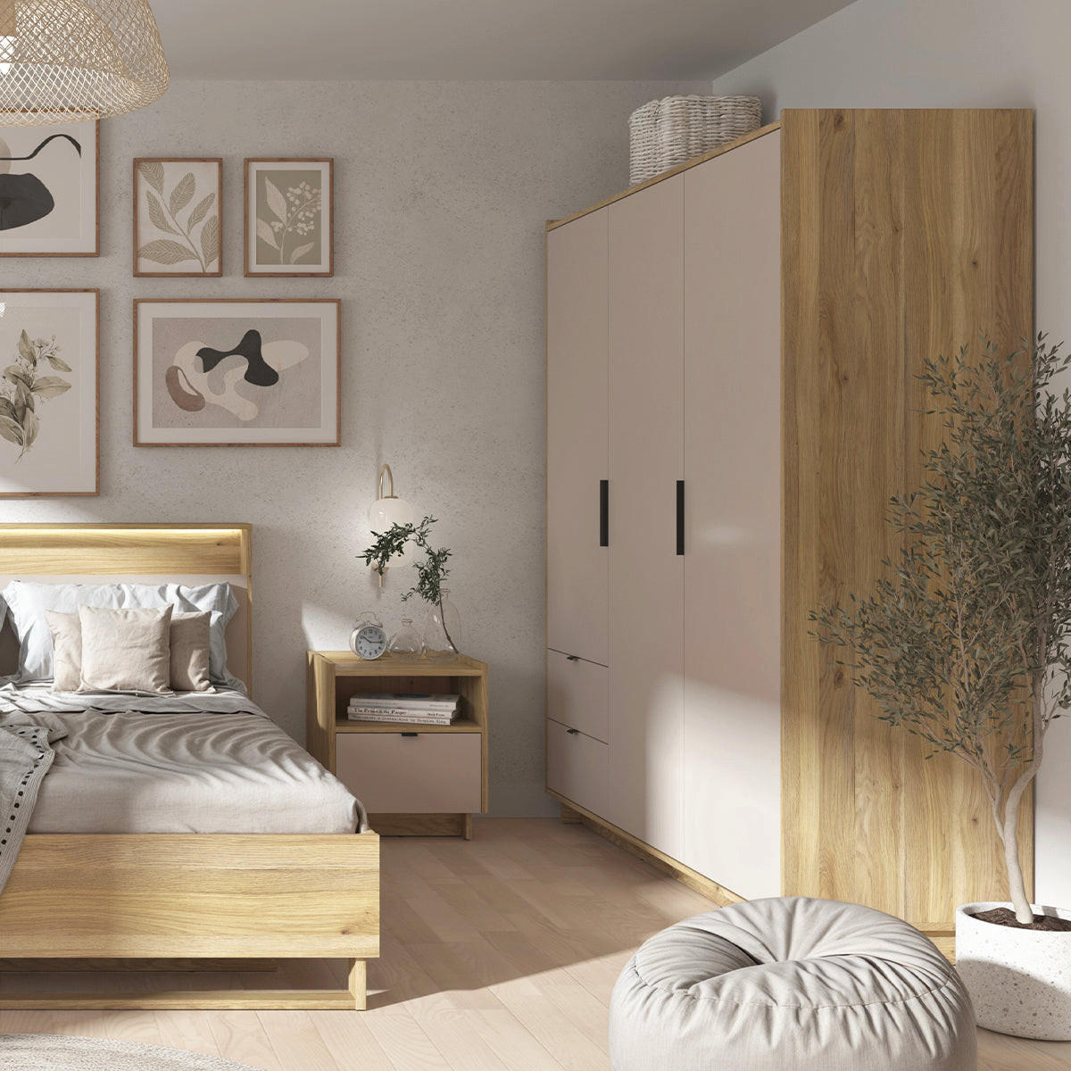 SCHRANK 3 Türen Donna Kaschmir - Beige, Holzwerkstoff (180/200/60cm) - Petits-meubles