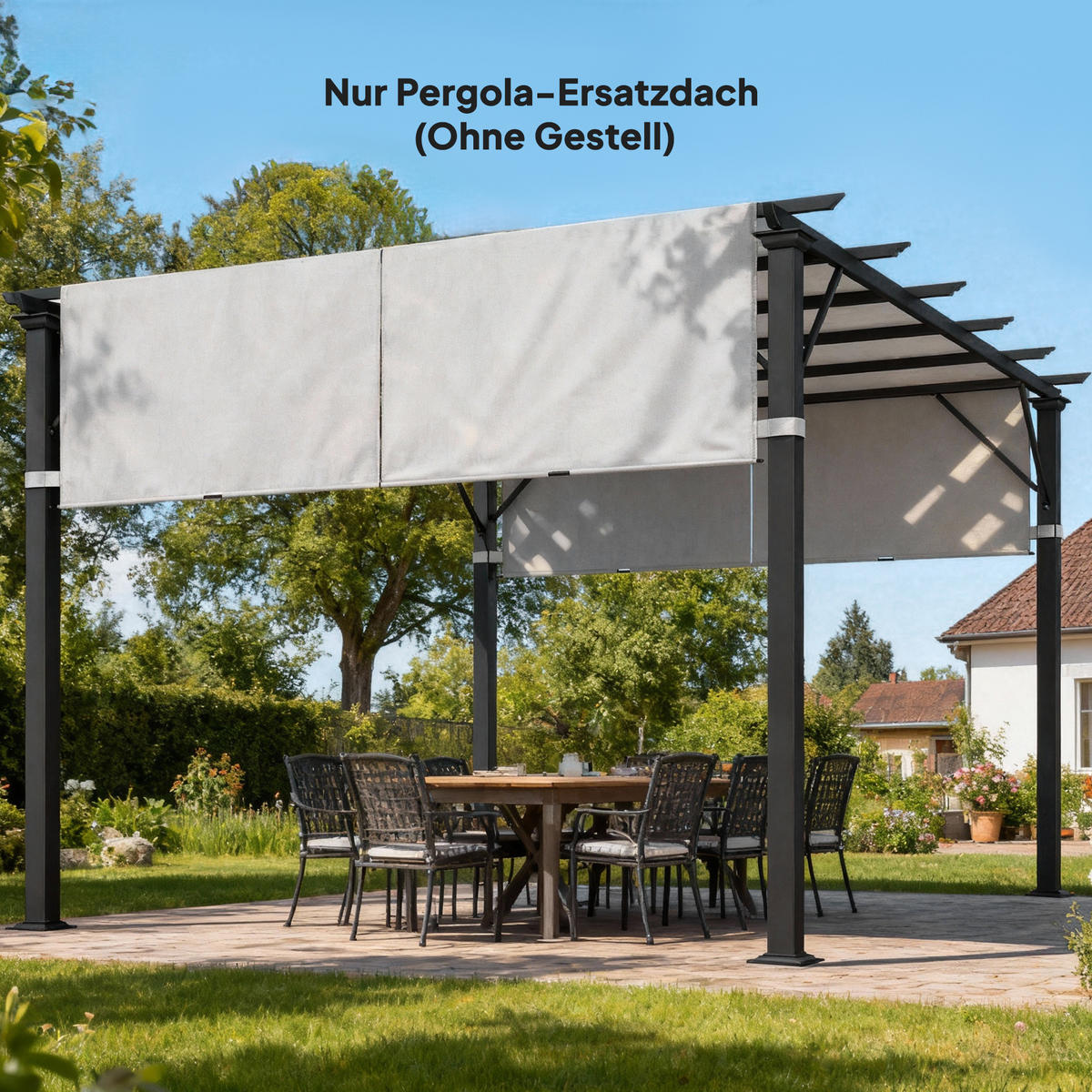 ERSATZDACH für Pergola mit UV-Schutz, Sonnensegel für Terrassenüberdachung für 3 x 3 m Pavillon, Hellgrau - Hellgrau, Textil (488/1/122cm)
