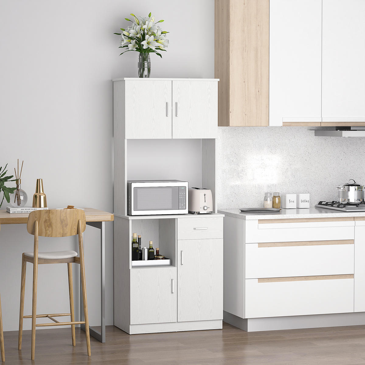 BUFFET DE-10995 4 Türen Weiß - Weiß, Holzwerkstoff (41/178/71cm) - ComfortXL