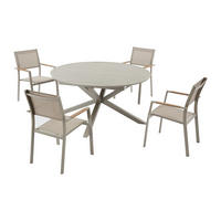 GARTENESSGRUPPE im Set - 4 -Sitzer - Textilene - taupe - YOHA - Braun, Metall - Vente-Unique
