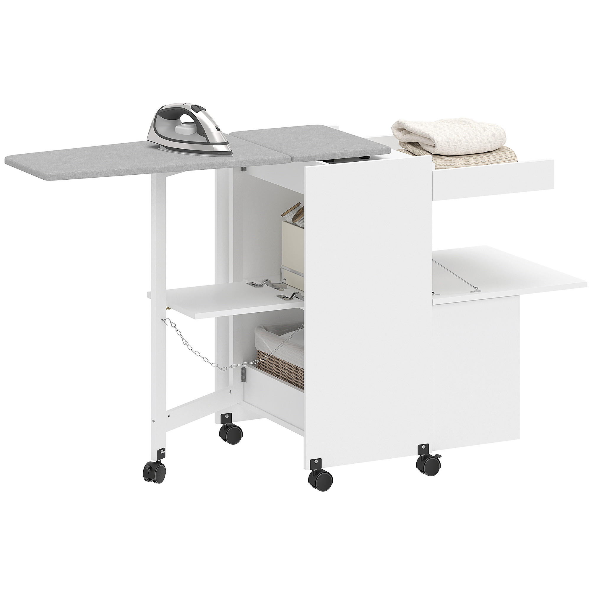 BÜGELBRETTSCHRANK Weiß 1 Stück - Weiß, Holzwerkstoff (55/87/154cm) - GiPP