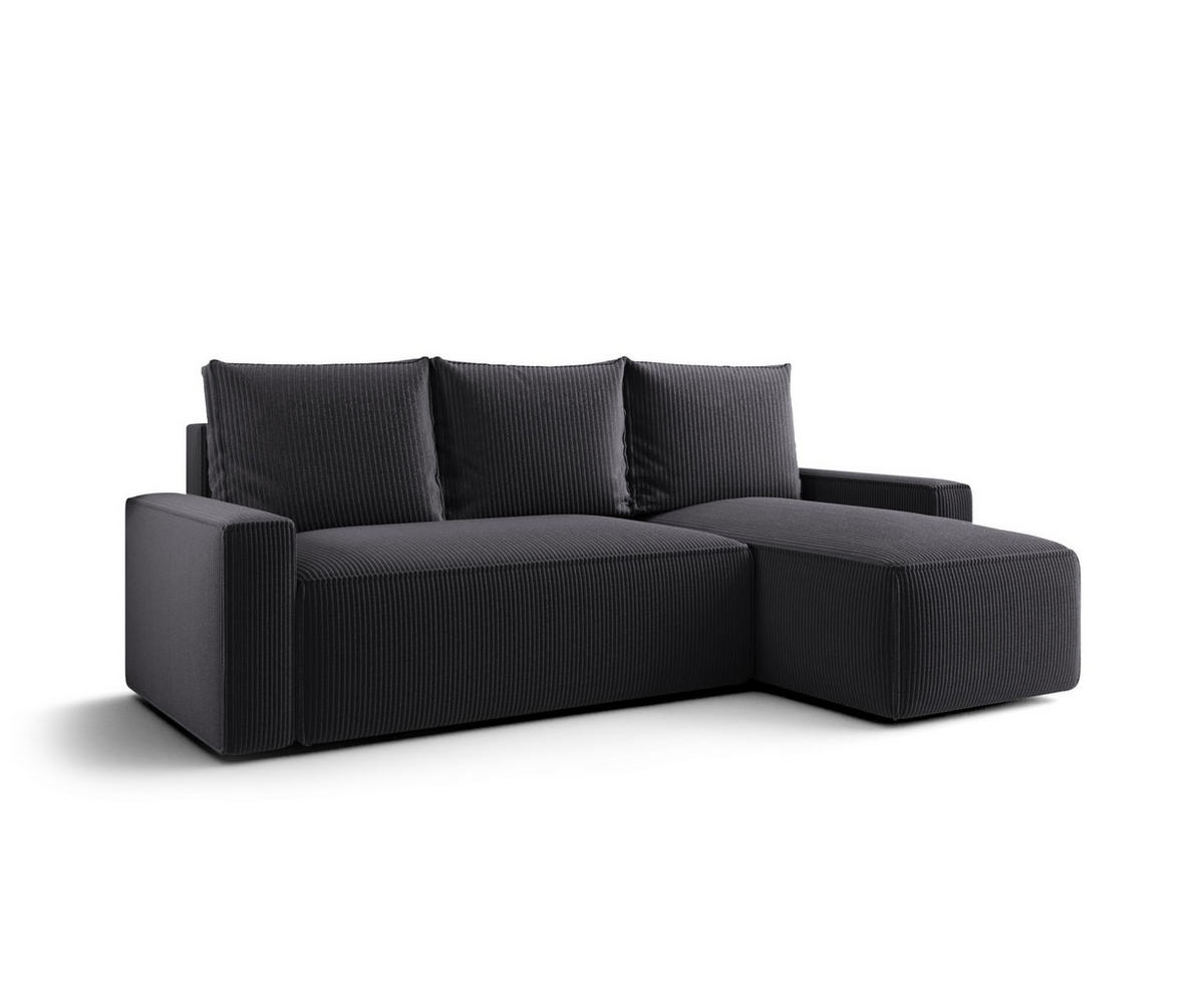 ECKSOFA mit Schlaffunktion SAVIO Poso 34 Rechts - Graphitfarben, Textil (232/140cm) - Bedante