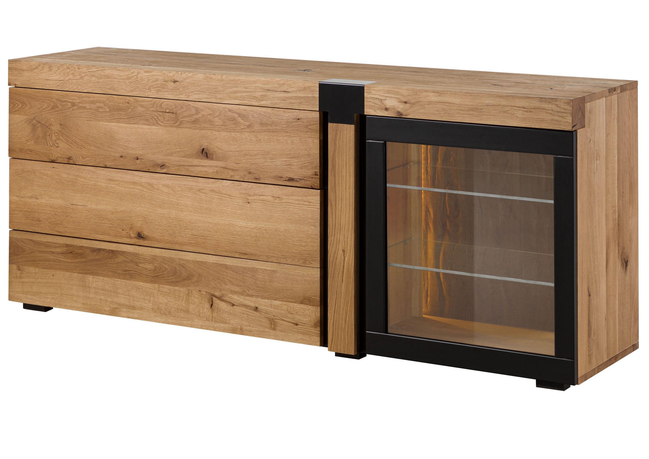 SIDEBOARD Wildeiche 180x45x75 natur geölt ROTTERDAM #117 - Braun, Holz (180/75/45cm) - Massivmoebel24