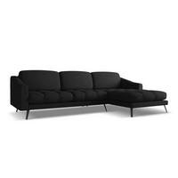 ECKSOFA Rechts Chenille Stoff Schwarz - Schwarz, Textil/Metall (264/160cm) - Makamii